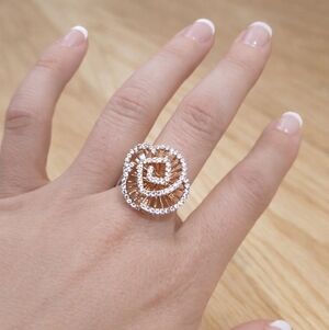 Sterling Silver ROSE gold Cubic Zirconia Rose Ring